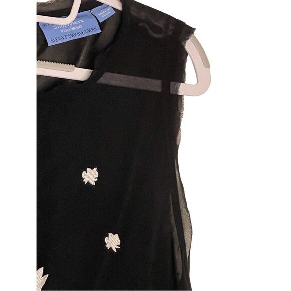 SIMPLY VERA VERA WANG | SHEER SLEEVELESS ASYMMETRICAL FLOATING FLOWERS BLOUSE TO - Picture 2 of 7